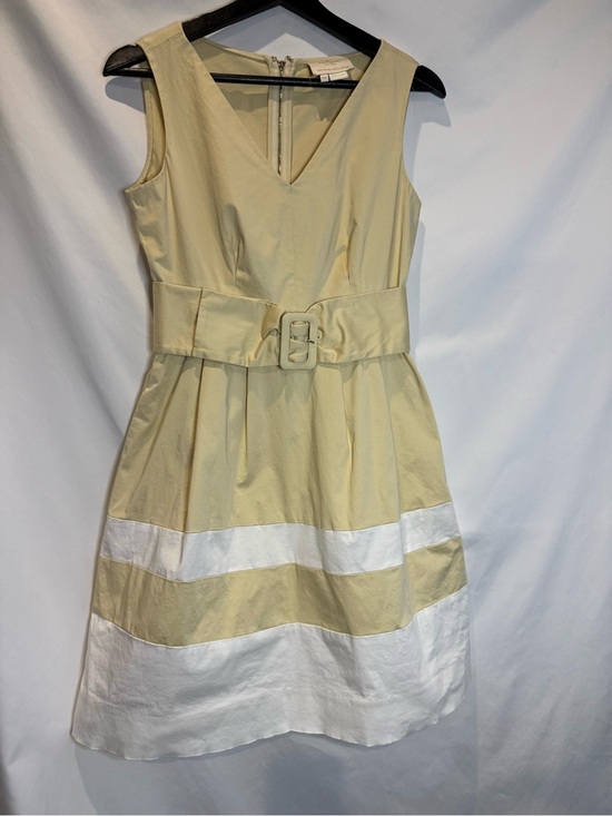 kate spade Dresses & Skirts - kate spade Yellow and White Belted Midi Dress size 6 100% Cotton Preppy Luxury